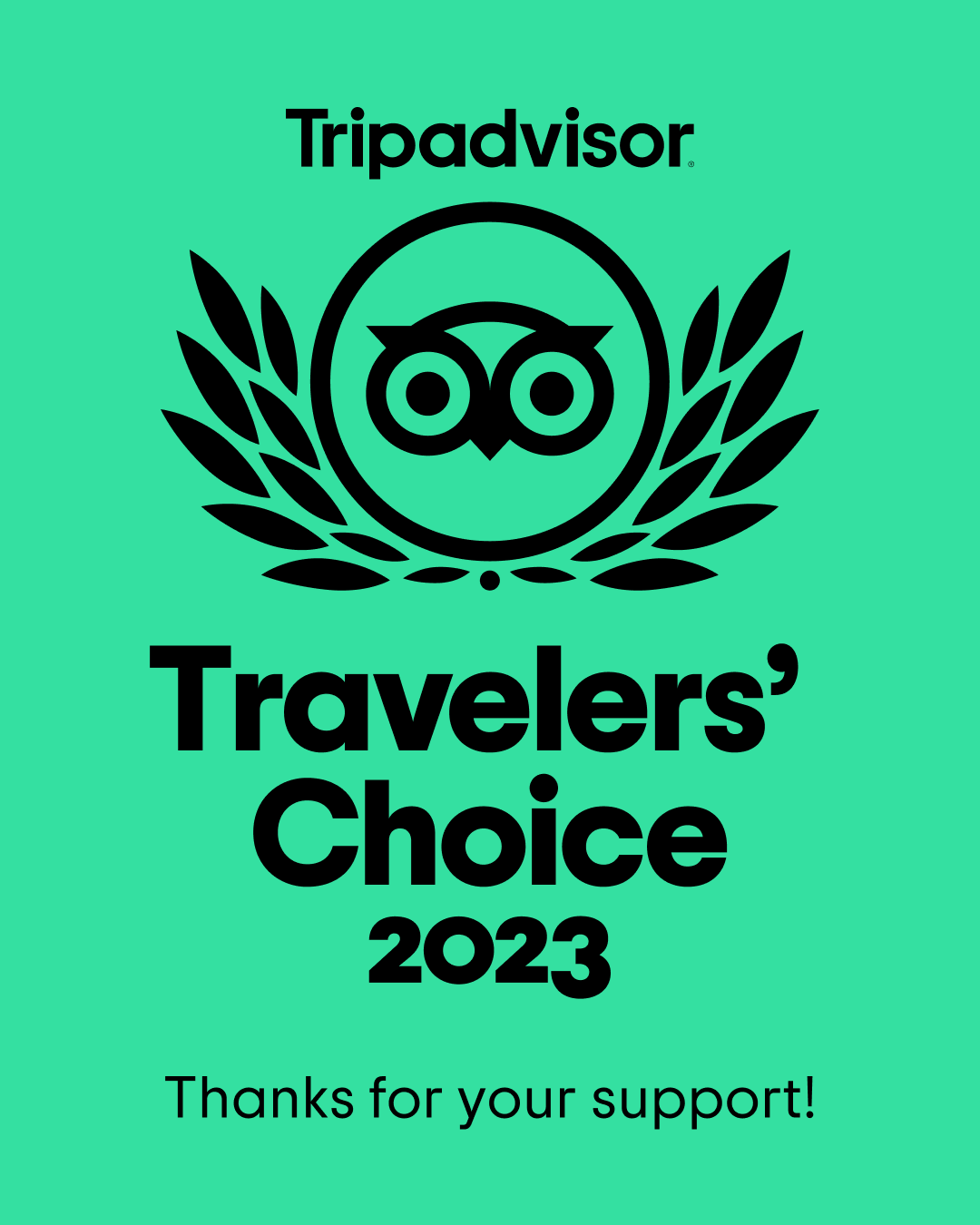 TripAdvisor Travelers' Choice 2023